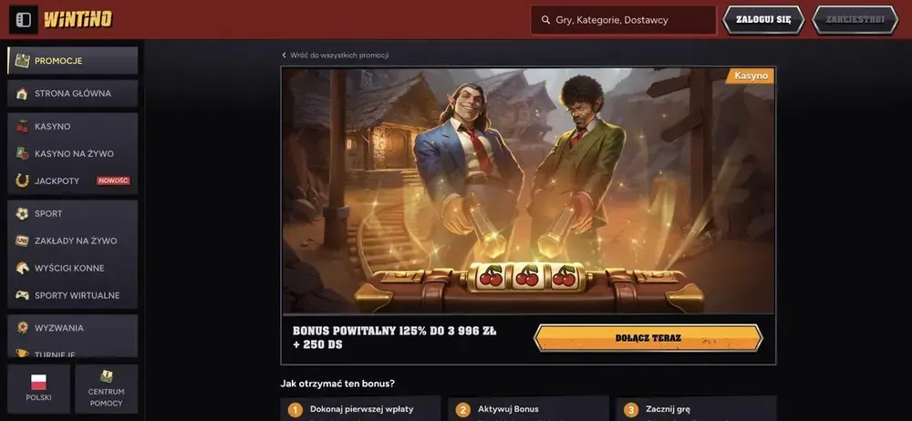 Wintino bonus powitalny - kroki aktywacji